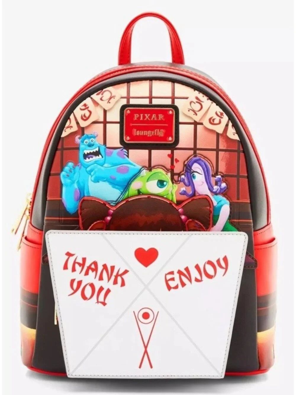 Loungefly Monsters Inc Boo Harryhausens Takeout Sushi Envelope Mini Backpack NWT